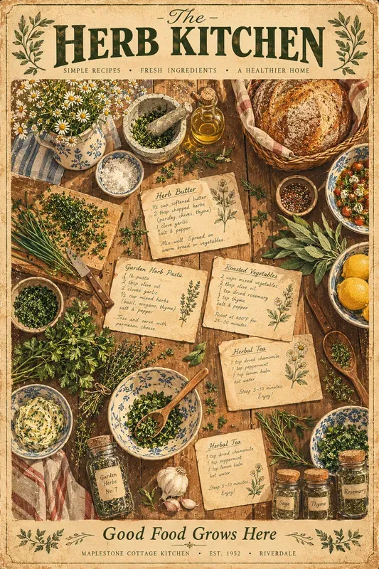 Cottagecore Botanical Kitchen Posters