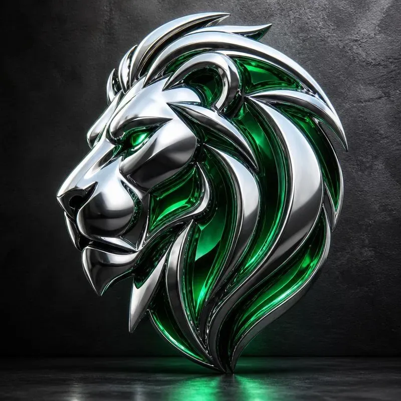 Modern 3D Chrome Emerald Glass Logos