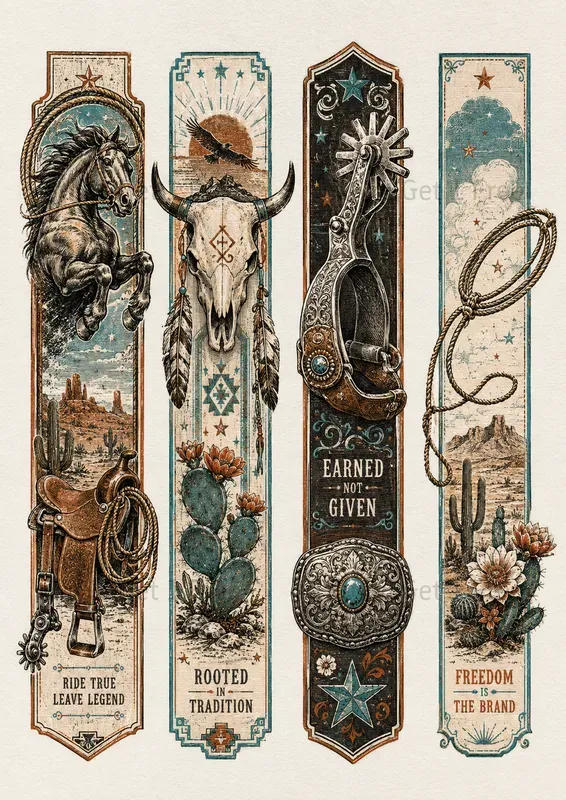Western Vertical Art Bookmarks