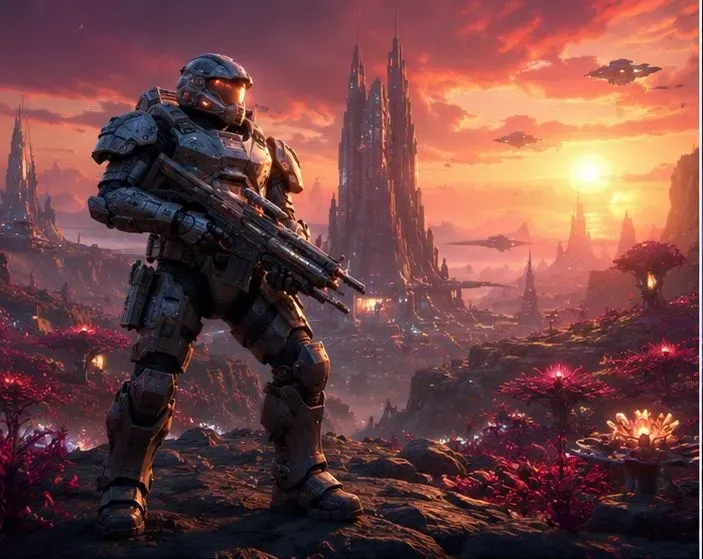 Futuristic Space Marines On Alien Planets