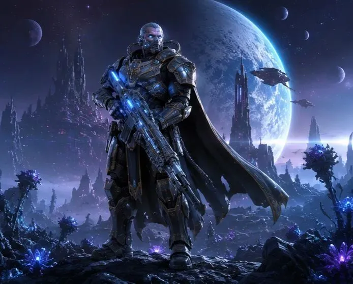 Futuristic Space Marines On Alien Planets