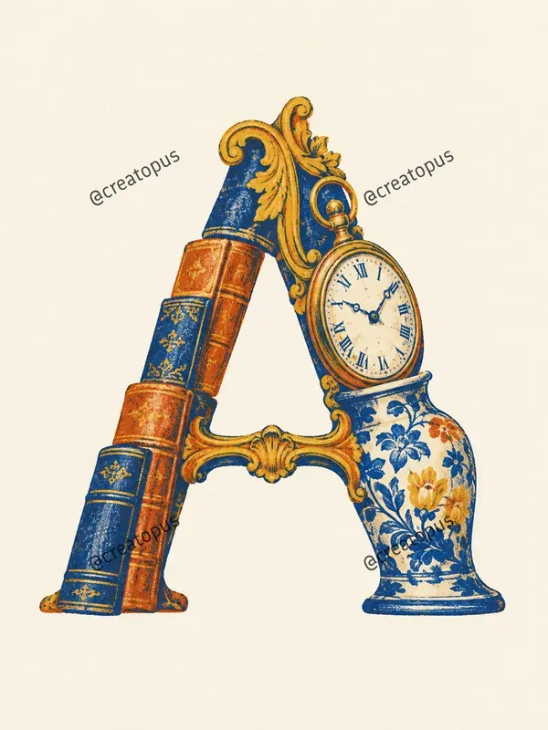 Color Lithograph Monogram Art Prints