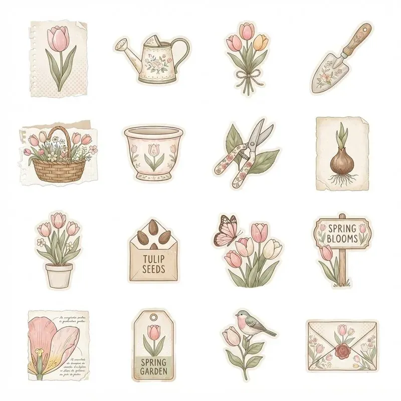 2D Flat Scrapbook 16in1 Icon Sheets