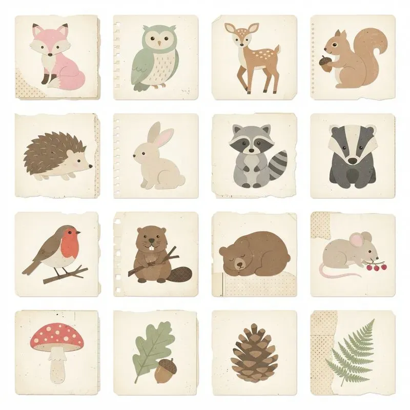 2D Flat Scrapbook 16in1 Icon Sheets