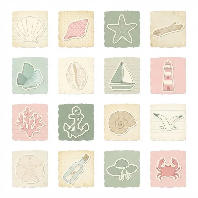 2D Flat Scrapbook 16in1 Icon Sheets