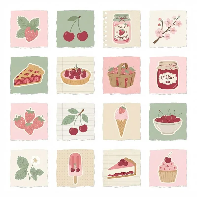 2D Flat Scrapbook 16in1 Icon Sheets