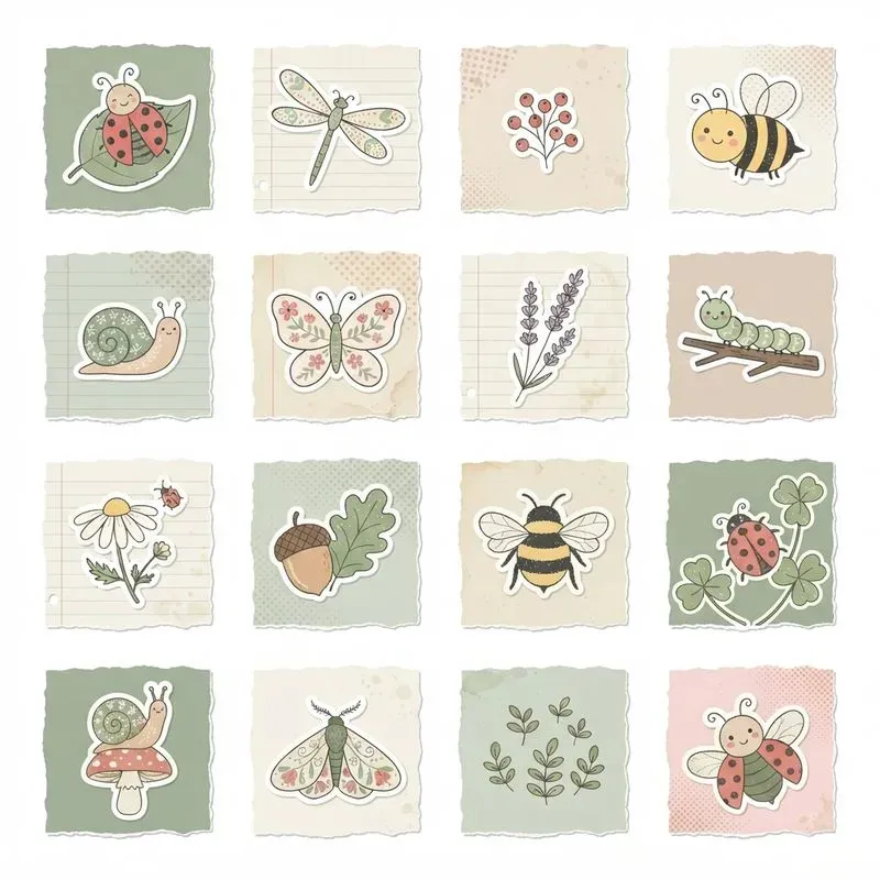 2D Flat Scrapbook 16in1 Icon Sheets