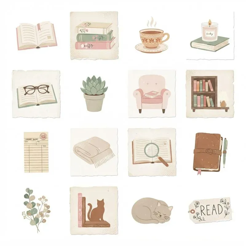 2D Flat Scrapbook 16in1 Icon Sheets