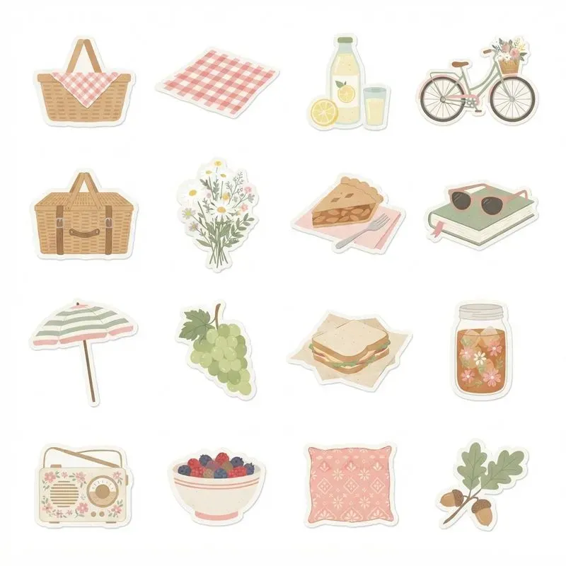 2D Flat Scrapbook 16in1 Icon Sheets