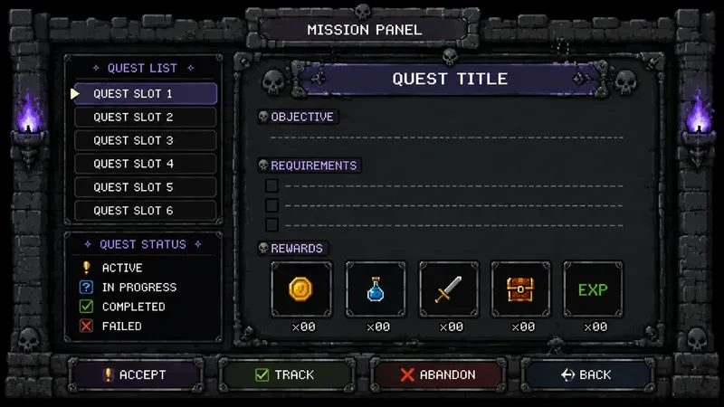 8bit RPG Quest UI Templates