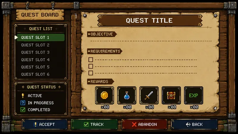 8bit RPG Quest UI Templates