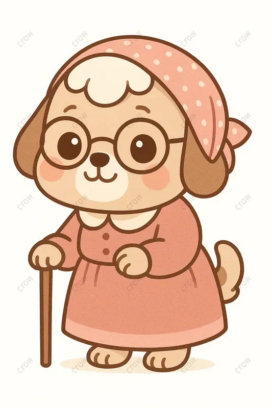 Kawaii Grandma Characters Cozy Cute Art