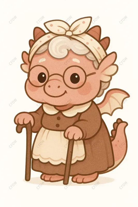 Kawaii Grandma Characters Cozy Cute Art