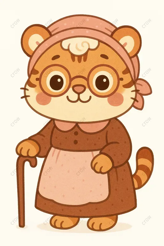 Kawaii Grandma Characters Cozy Cute Art