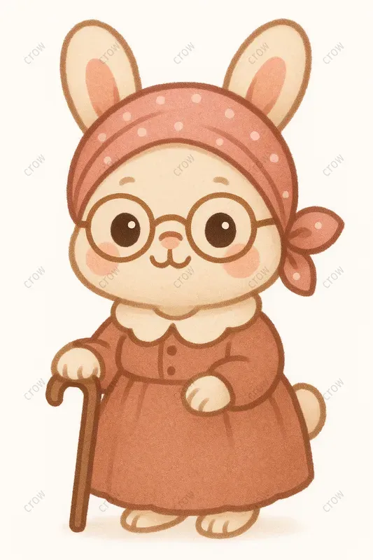 Kawaii Grandma Characters Cozy Cute Art