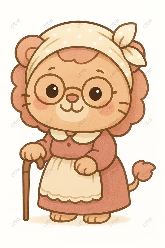 Kawaii Grandma Characters Cozy Cute Art