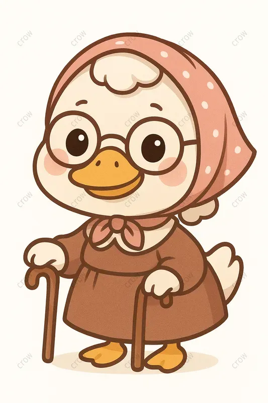 Kawaii Grandma Characters Cozy Cute Art