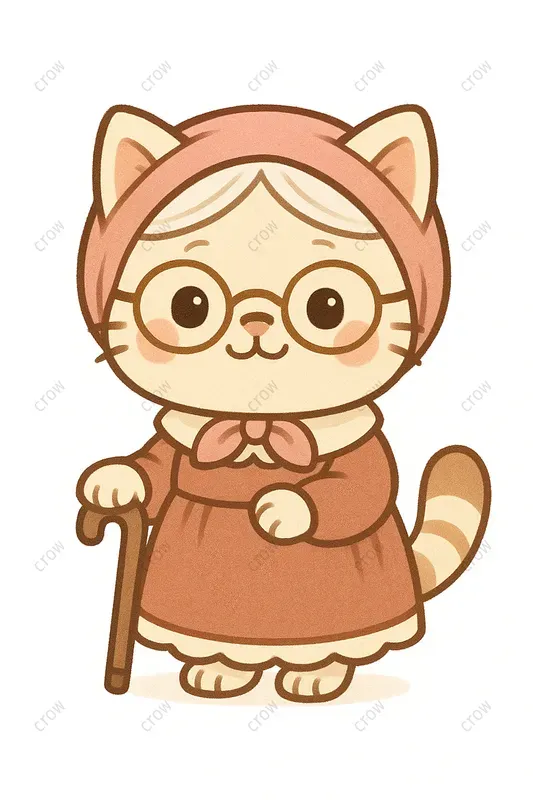 Kawaii Grandma Characters Cozy Cute Art