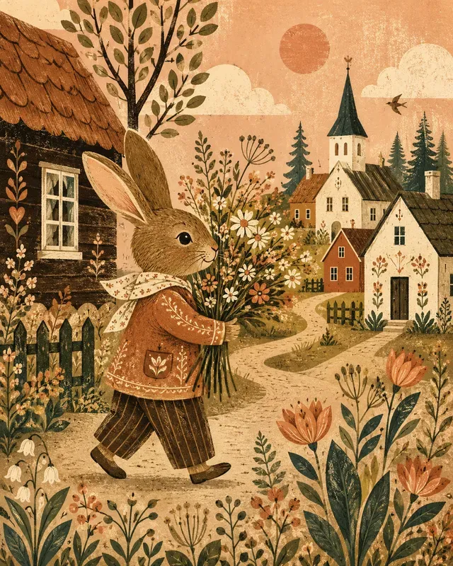 Retro Folk Art Illustration Generator