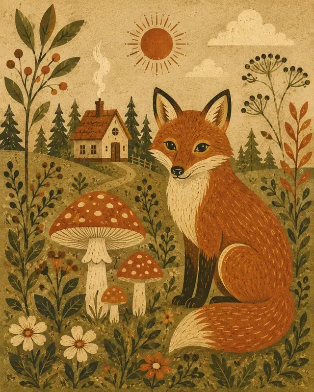 Retro Folk Art Illustration Generator