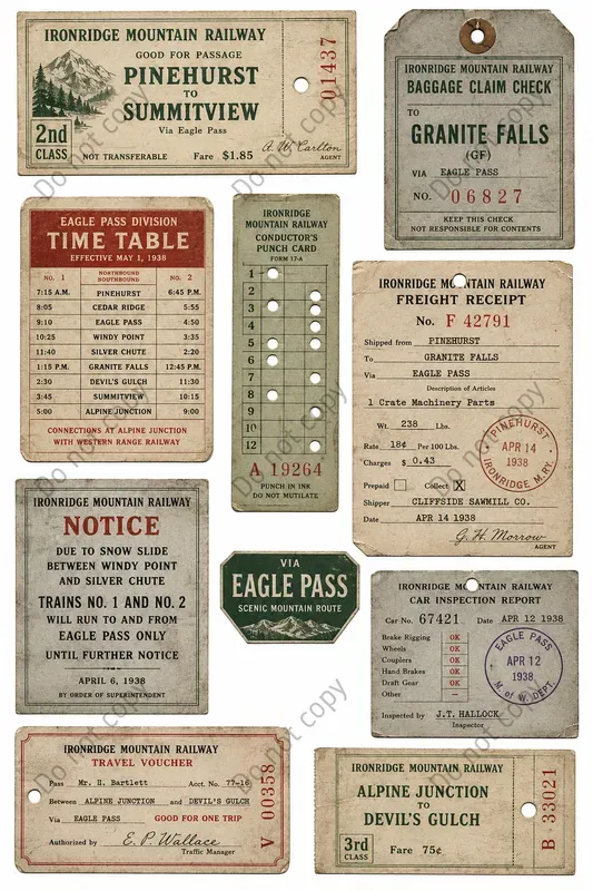 Vintage Railway Ephemera Sheets