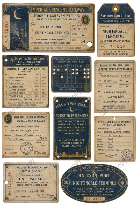 Vintage Railway Ephemera Sheets