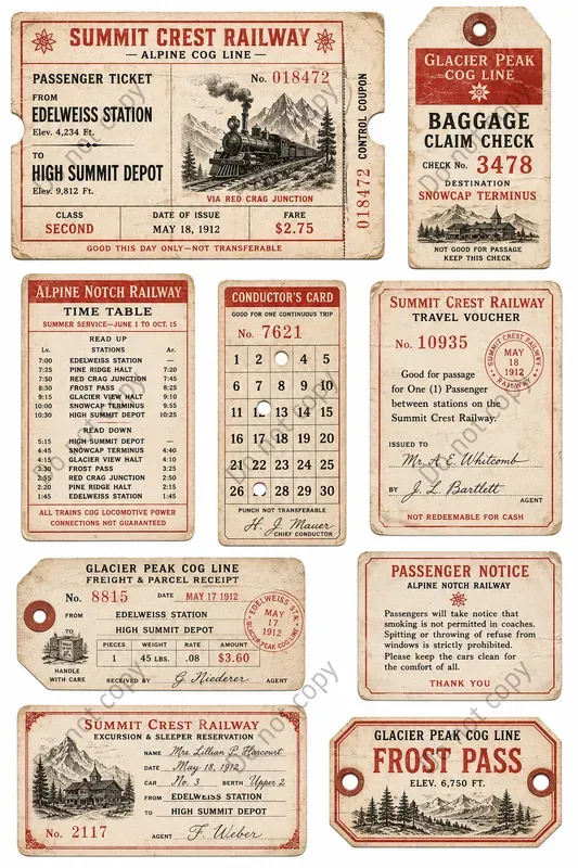 Vintage Railway Ephemera Sheets
