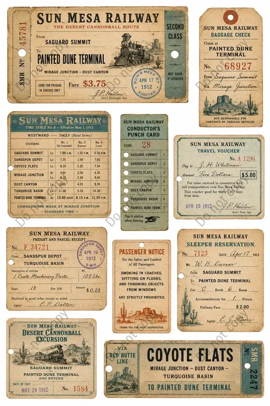 Vintage Railway Ephemera Sheets