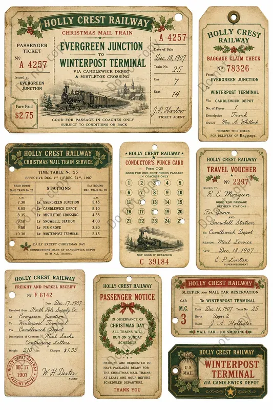 Vintage Railway Ephemera Sheets