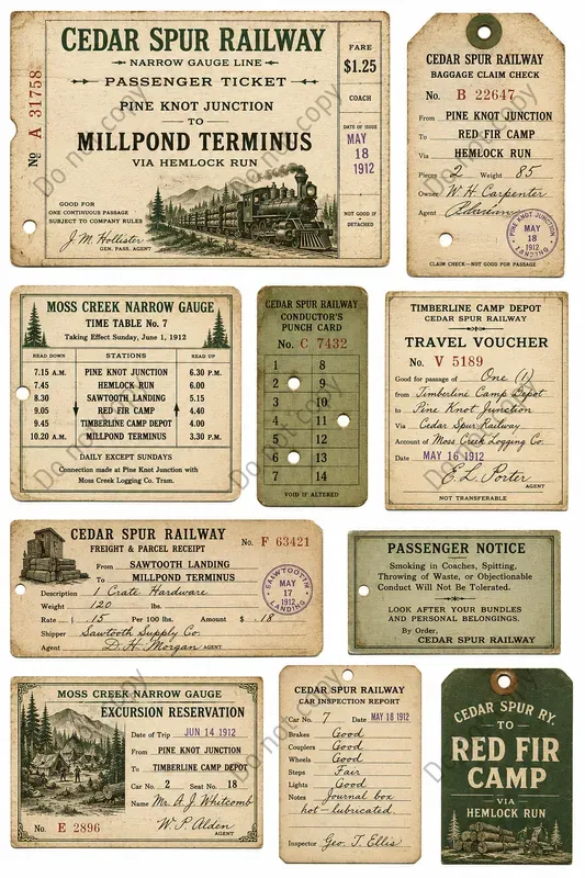 Vintage Railway Ephemera Sheets
