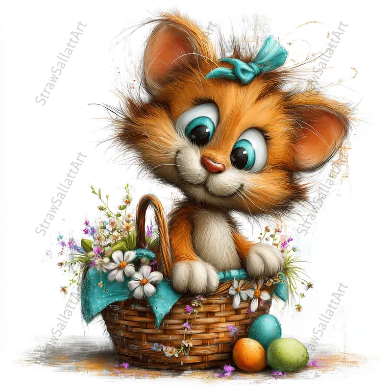 Cartoon Animals Vibrant Easter Clipart