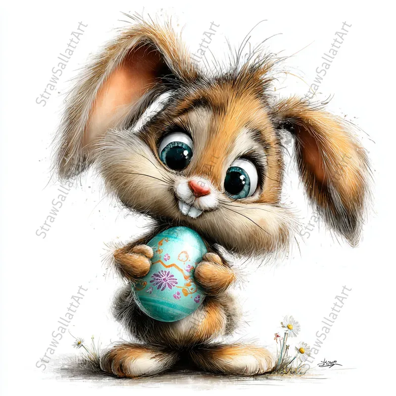 Cartoon Animals Vibrant Easter Clipart