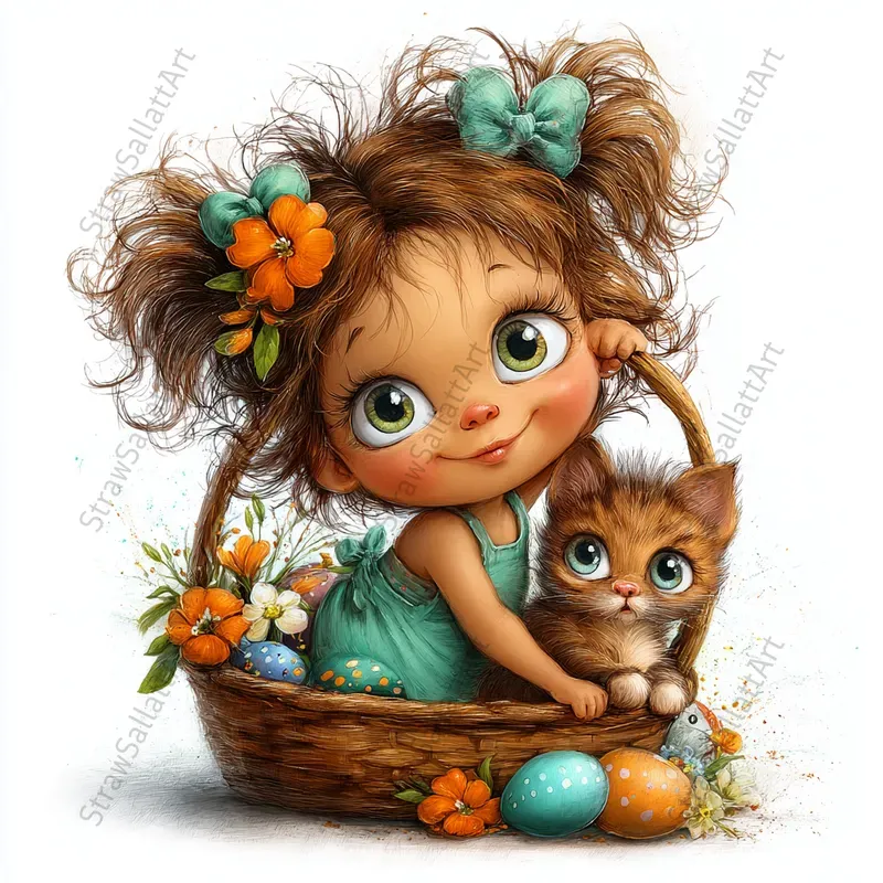 Cartoon Animals Vibrant Easter Clipart