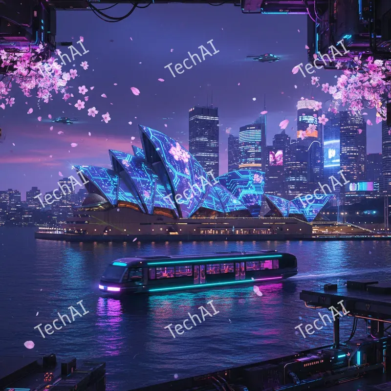 Cyberpunk Neon Sakura Illustrations