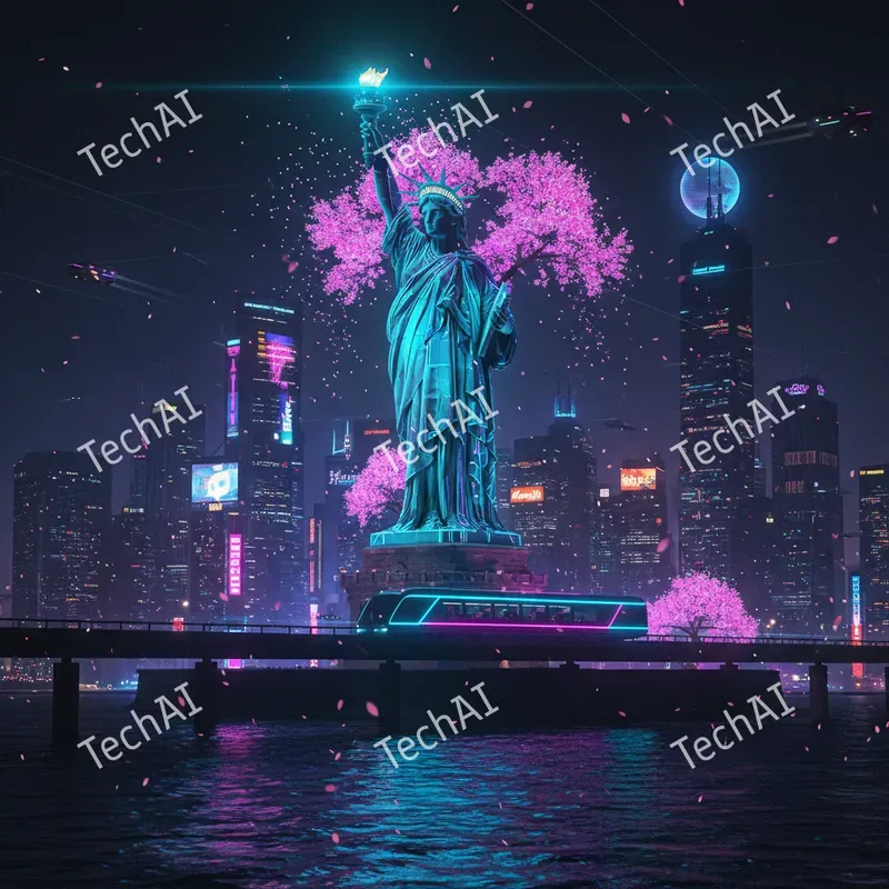 Cyberpunk Neon Sakura Illustrations