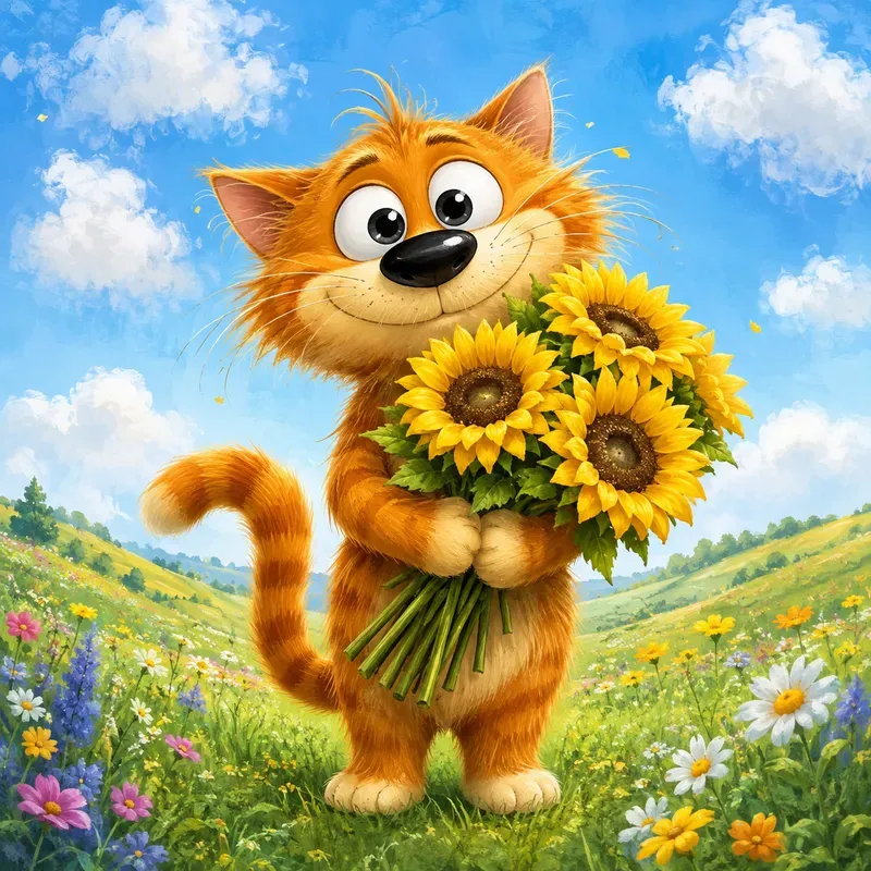 Whimsical Animal Bouquet Art