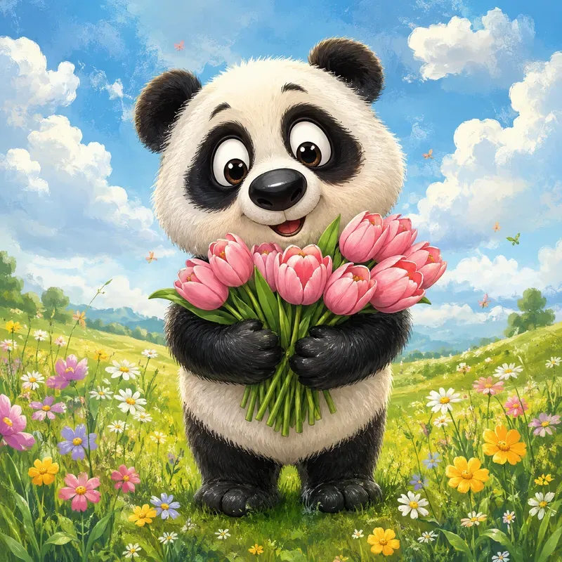 Whimsical Animal Bouquet Art