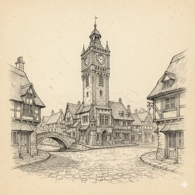 Old World Architecture Pencil Sketches