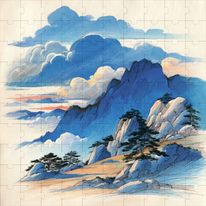 Woodblock Ink Pastel Vintage Prints