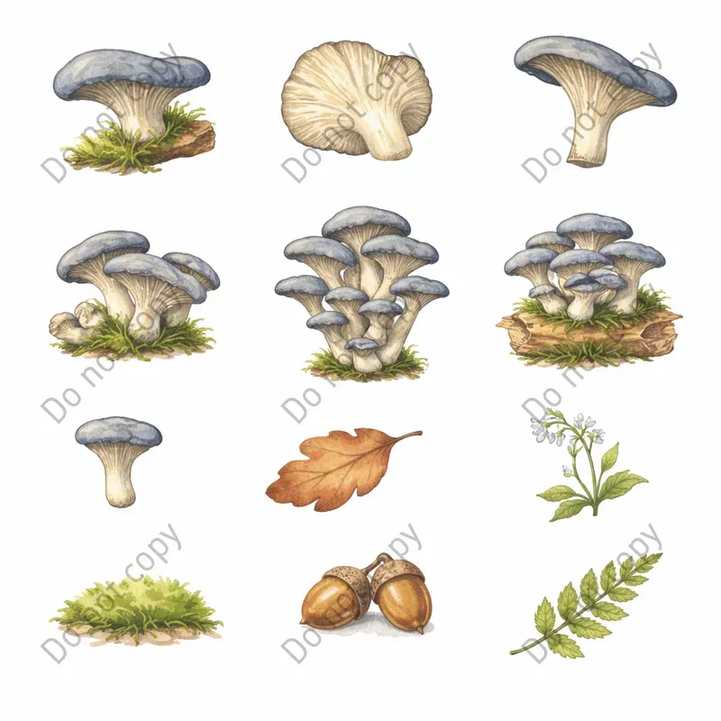 Watercolor Mushroom Forest Clipart