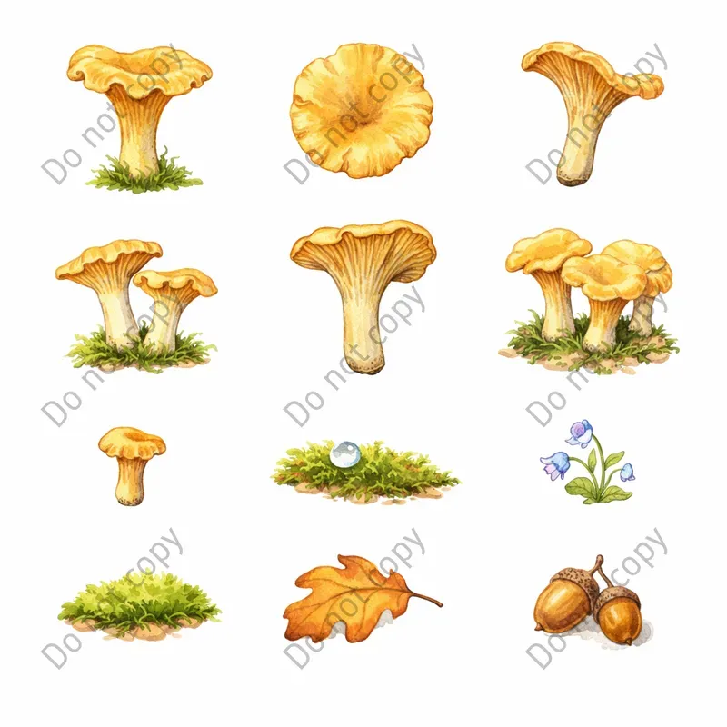 Watercolor Mushroom Forest Clipart