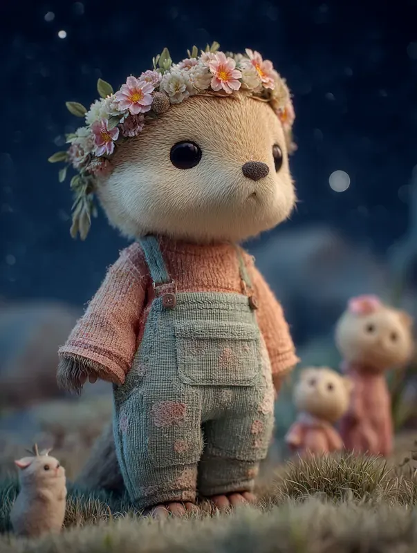 3D Chibi Plush Doll Night Posters