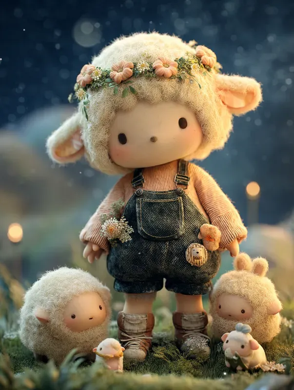 3D Chibi Plush Doll Night Posters