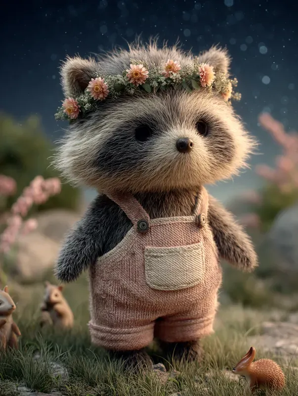 3D Chibi Plush Doll Night Posters