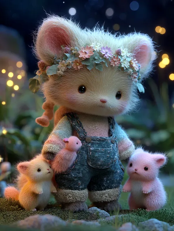 3D Chibi Plush Doll Night Posters