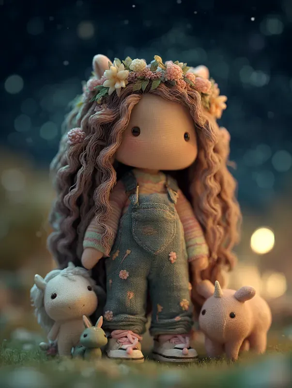 3D Chibi Plush Doll Night Posters