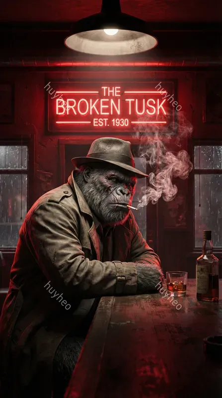 Noir Neon Anthropomorphic Portraits