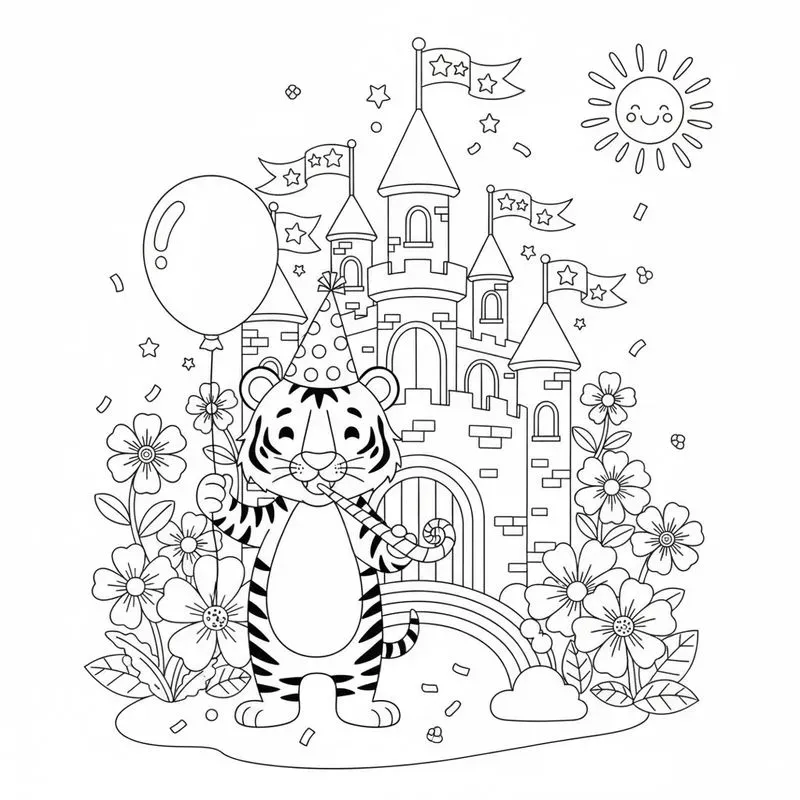 Cute Animal Party Coloring Pages