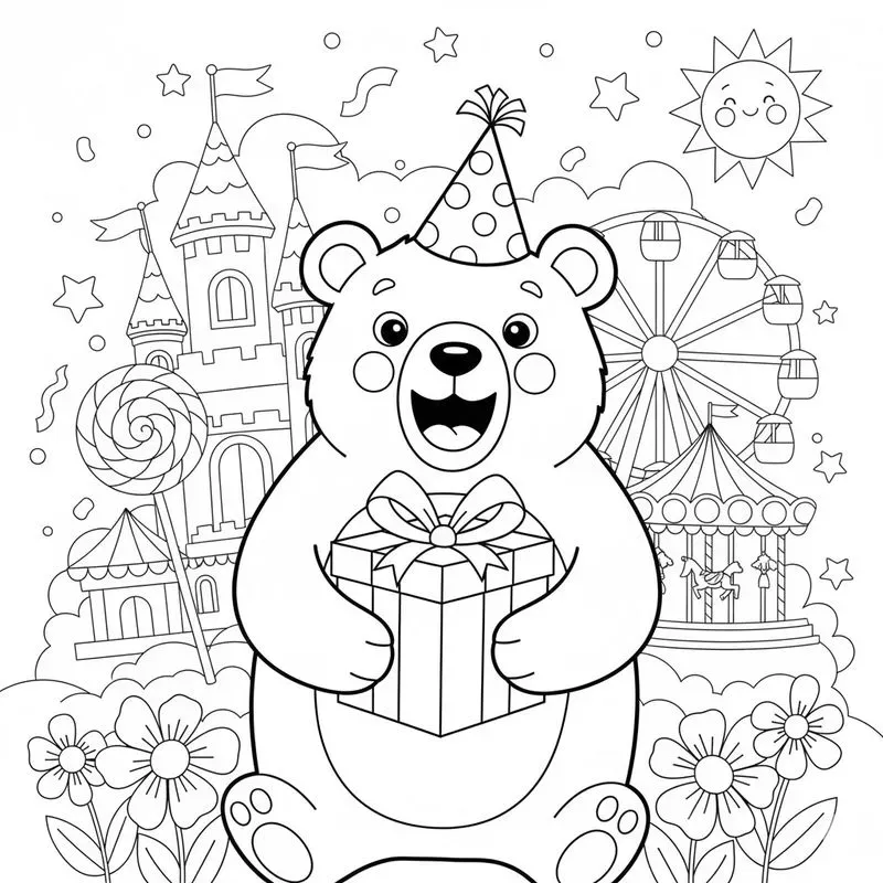 Cute Animal Party Coloring Pages