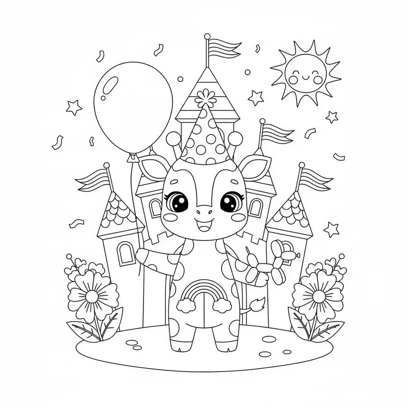Cute Animal Party Coloring Pages